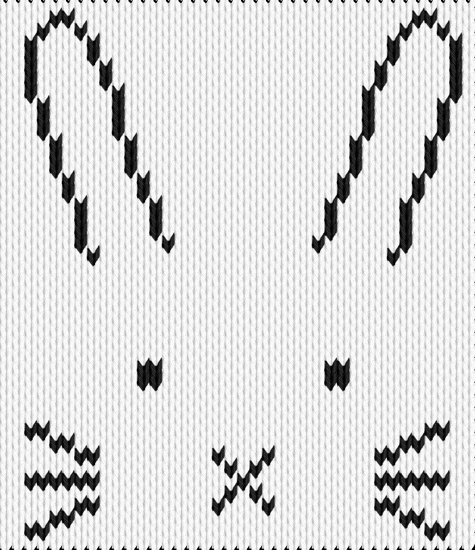 Knitting motif chart, Minimal Bunny Face Motif