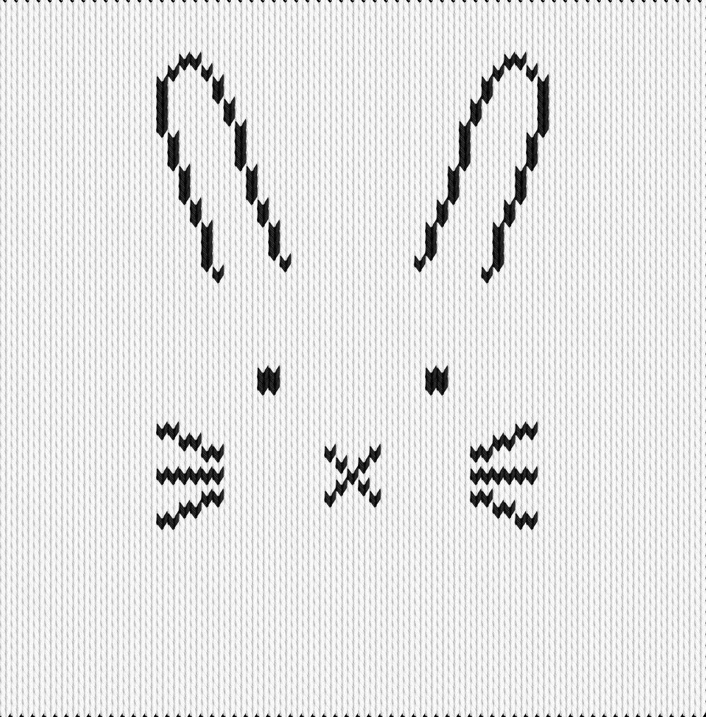 Knitting motif chart, bunny face