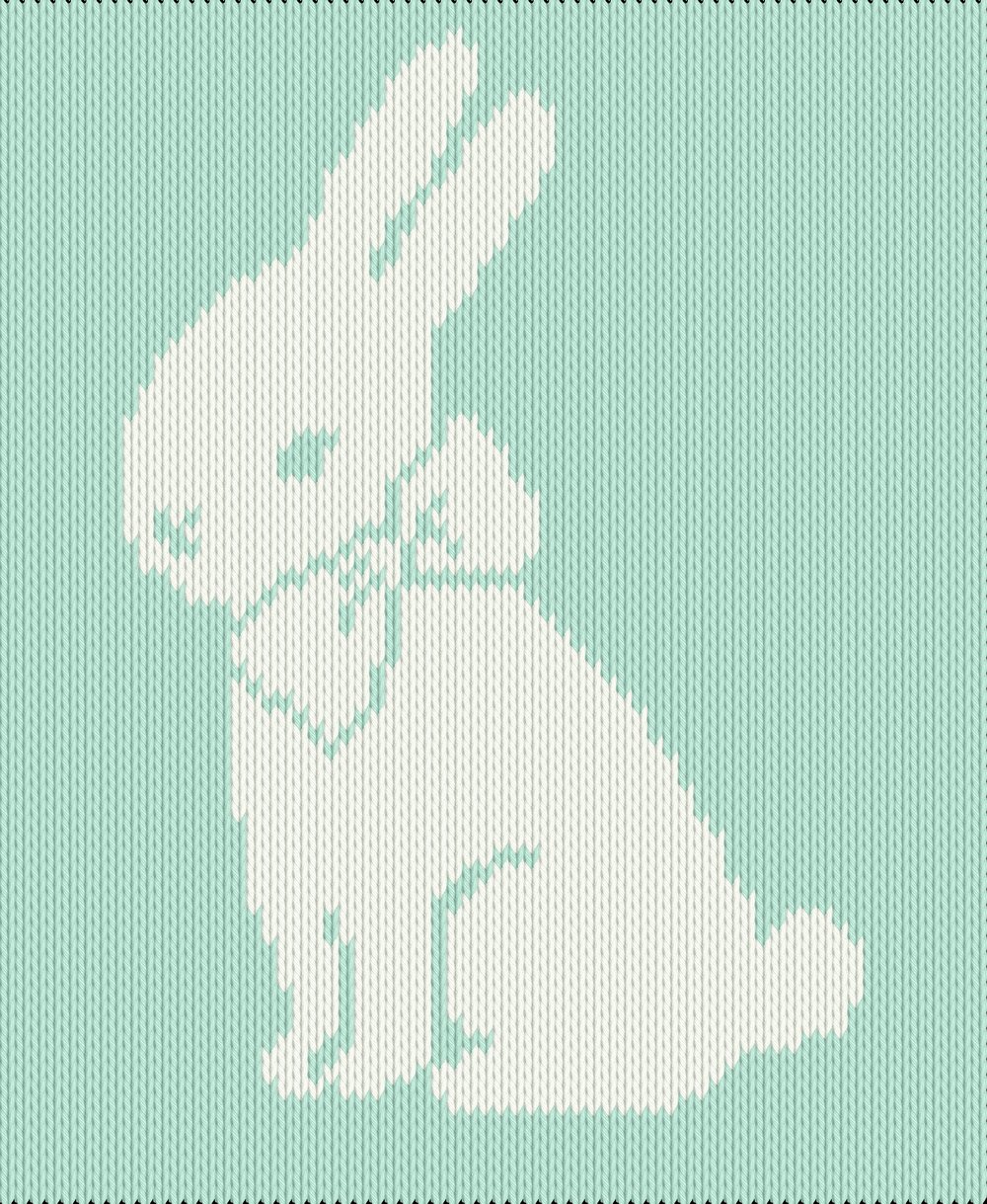Knitting motif chart, bunny with bow
