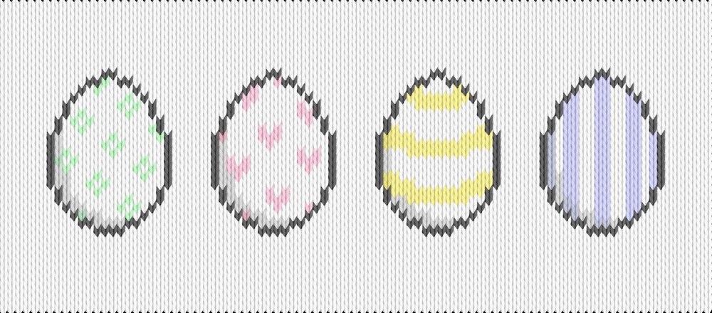 Knitting motif chart, easter eggs