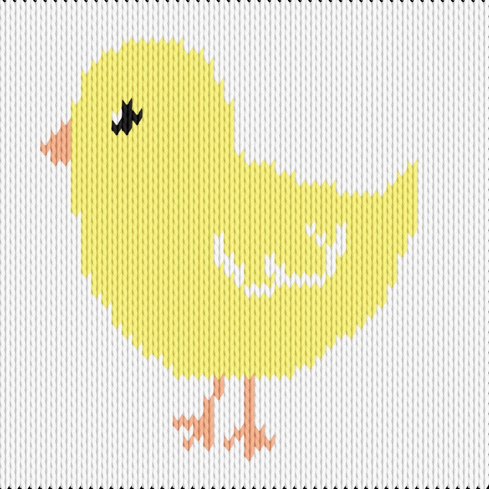 Knitting motif chart, chick 