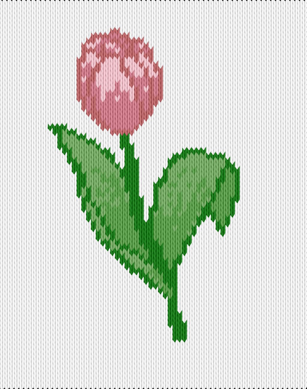 Knitting motif chart, tulip