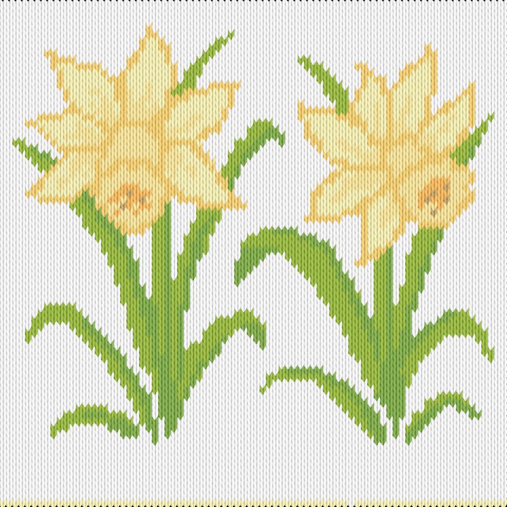 Knitting motif chart, easter lilies