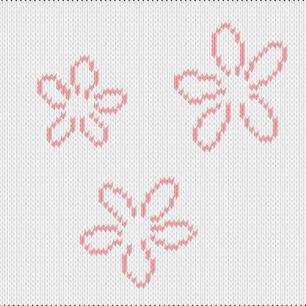 Knitting motif chart, flowers