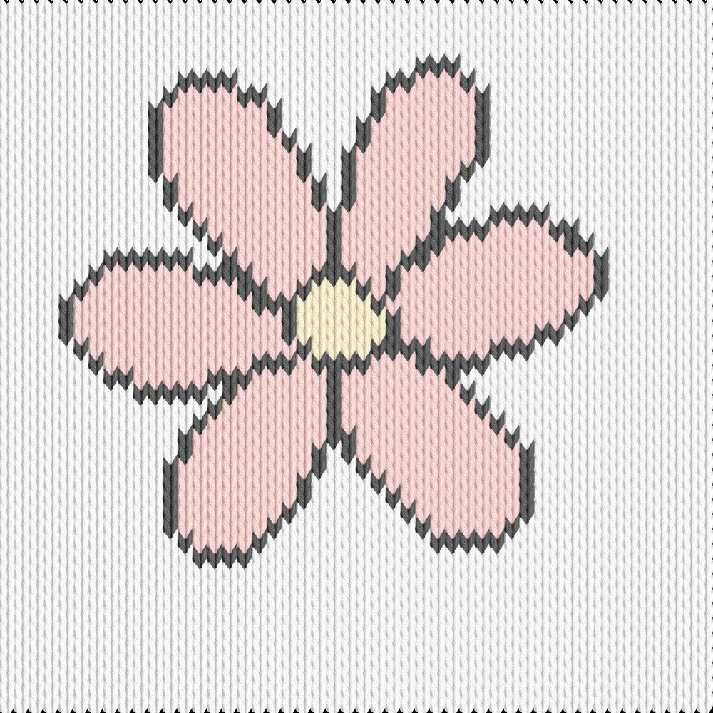 Knitting motif chart, daisy