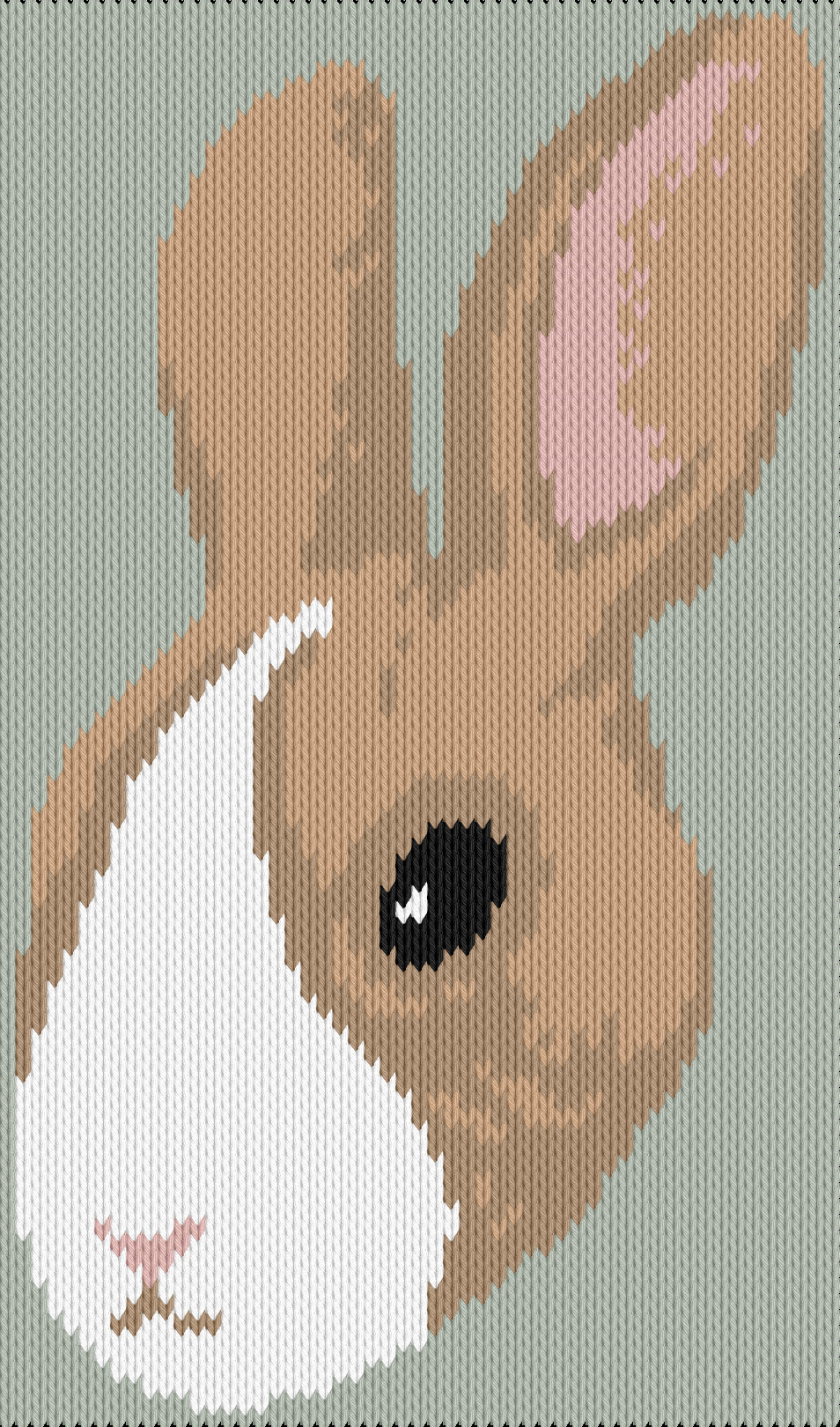 Knitting motif chart, Shy Bunny Face Motif