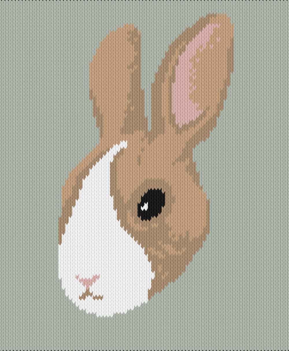 Knitting motif chart, bunny face