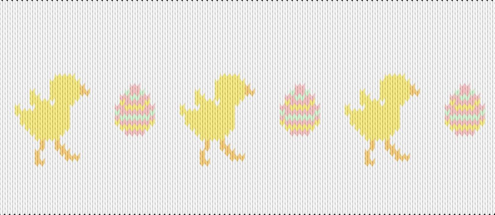 Knitting motif chart, chicks and eggs