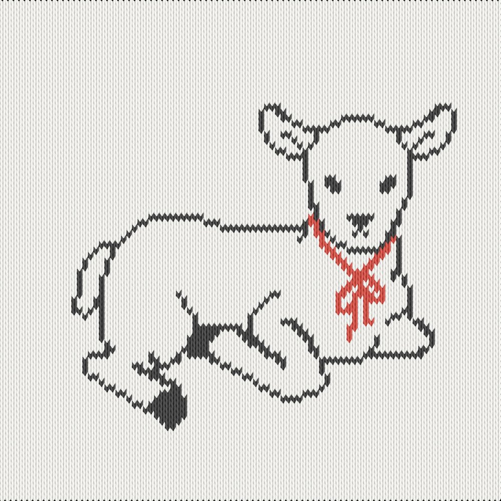 Knitting motif chart, lamb