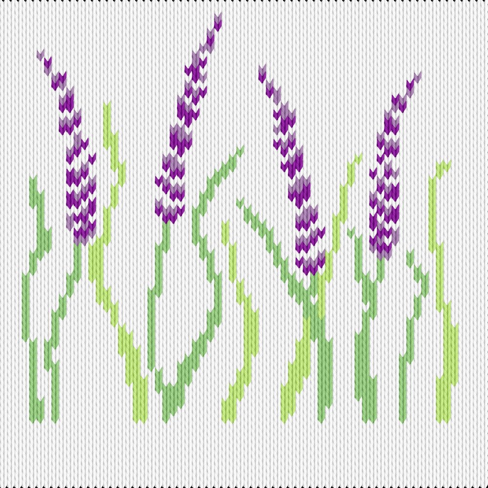 Knitting motif chart, lavender