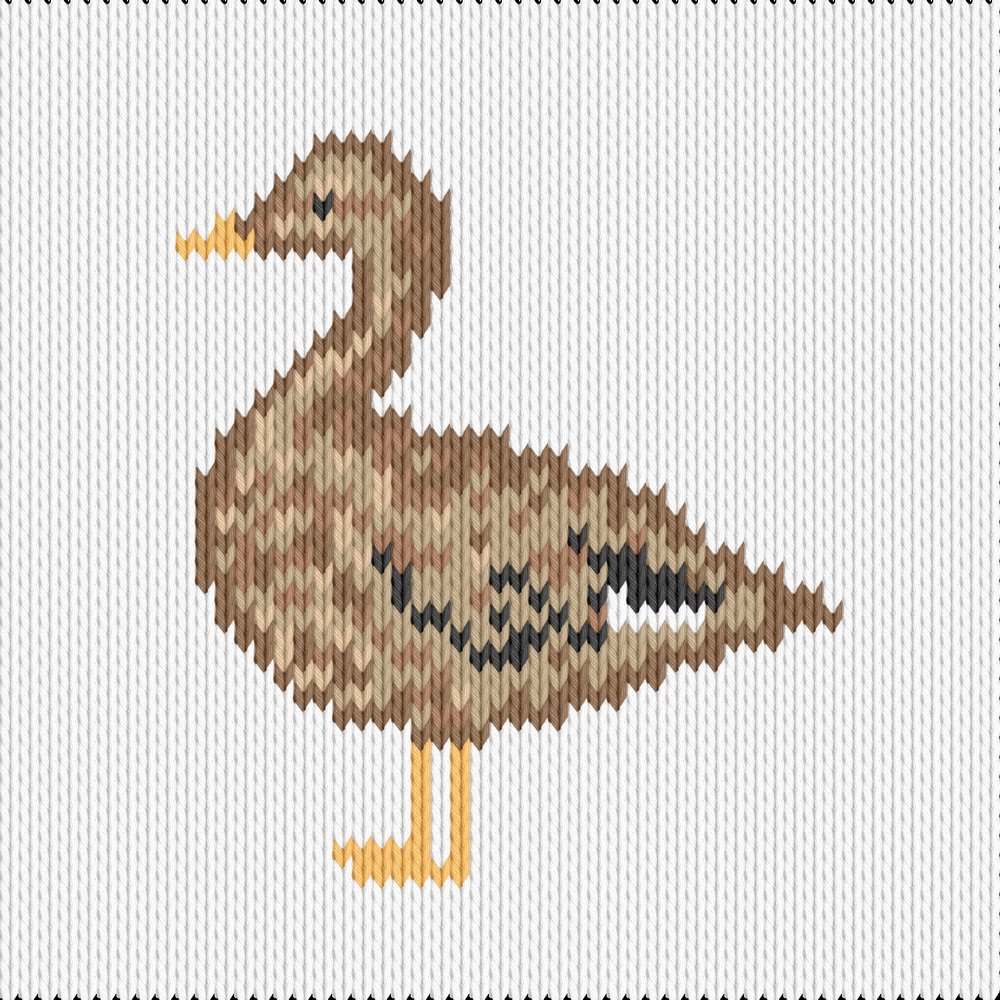 Knitting motif chart, mama duck