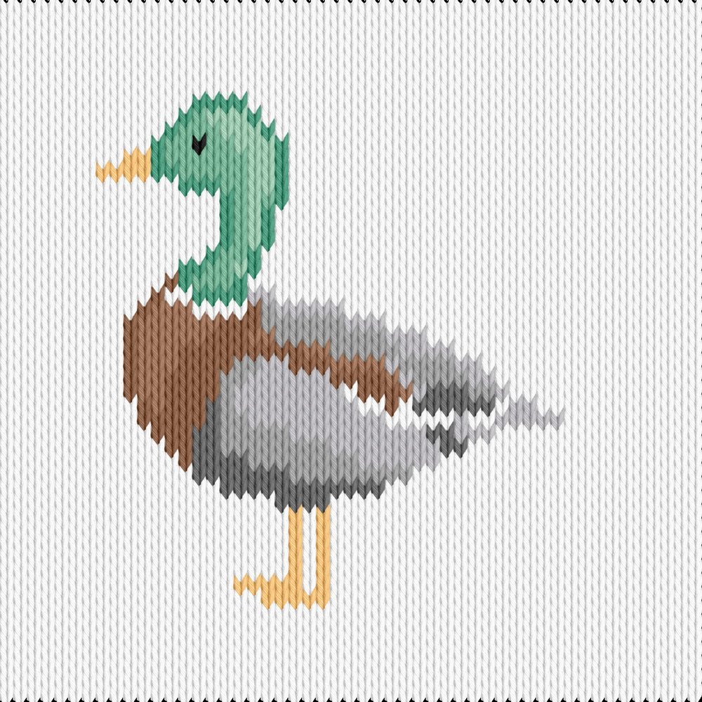 Knitting motif chart, papa duck