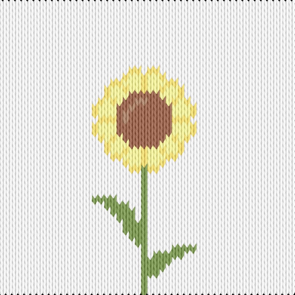 Knitting motif chart, sunflower simple