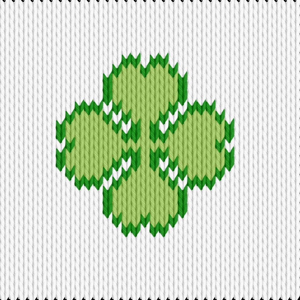 Knitting motif chart, four leaf clover