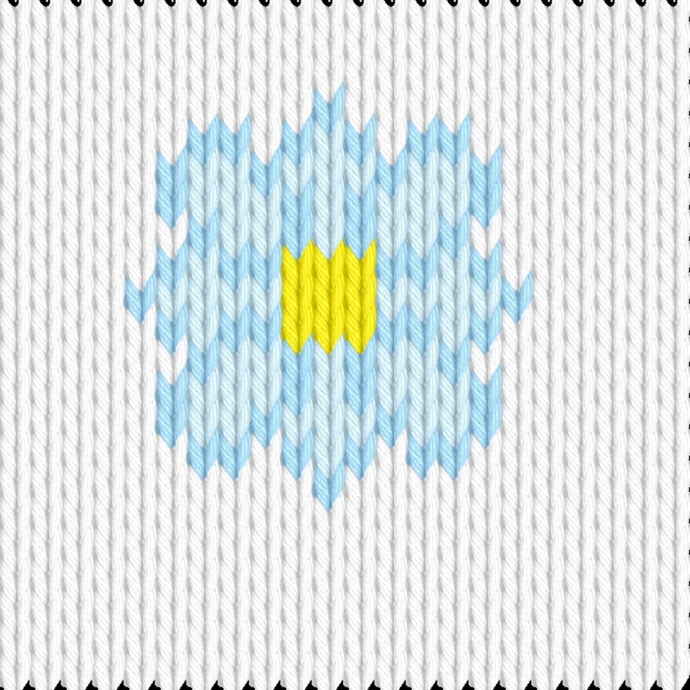 Knitting motif chart, blue flower