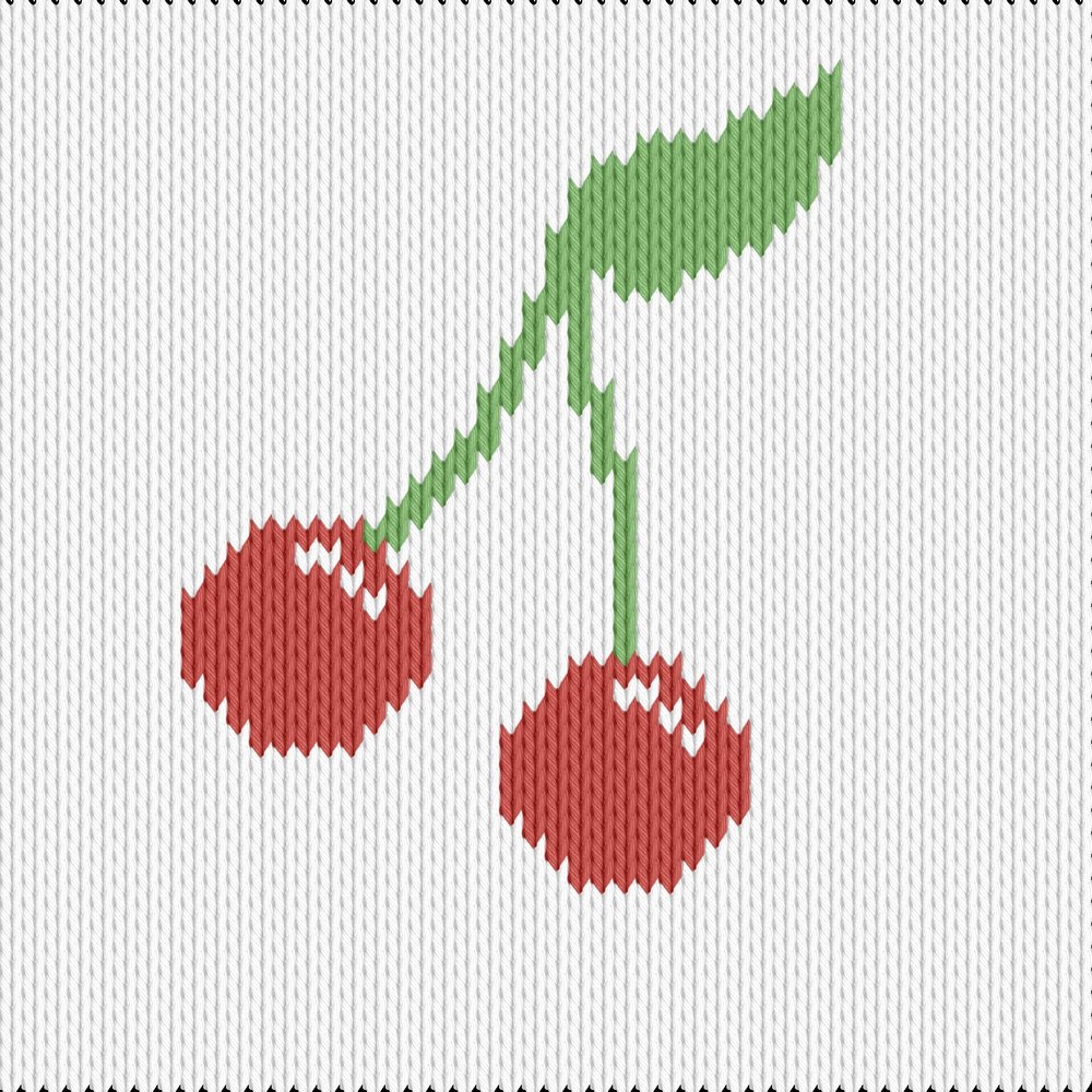 Knitting motif chart, cherries