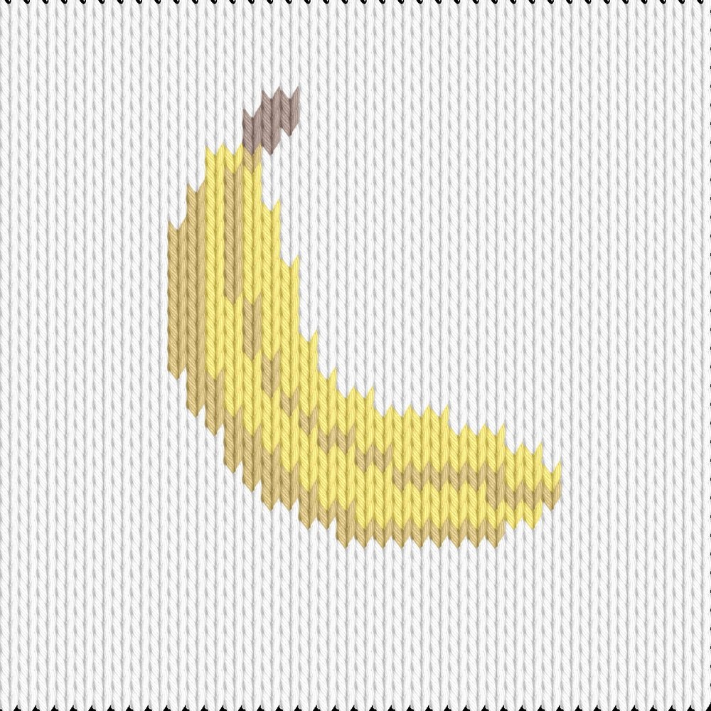 Knitting motif chart, banana