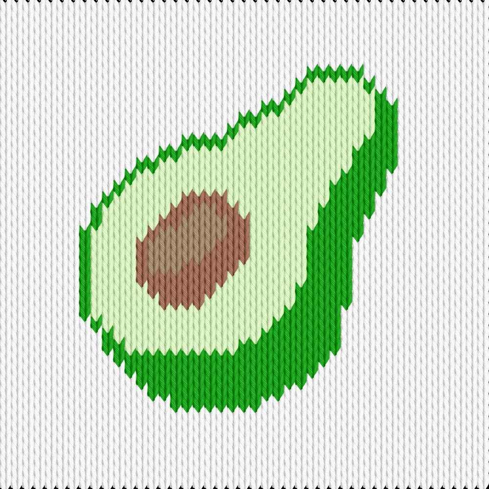 Knitting motif chart, avocado