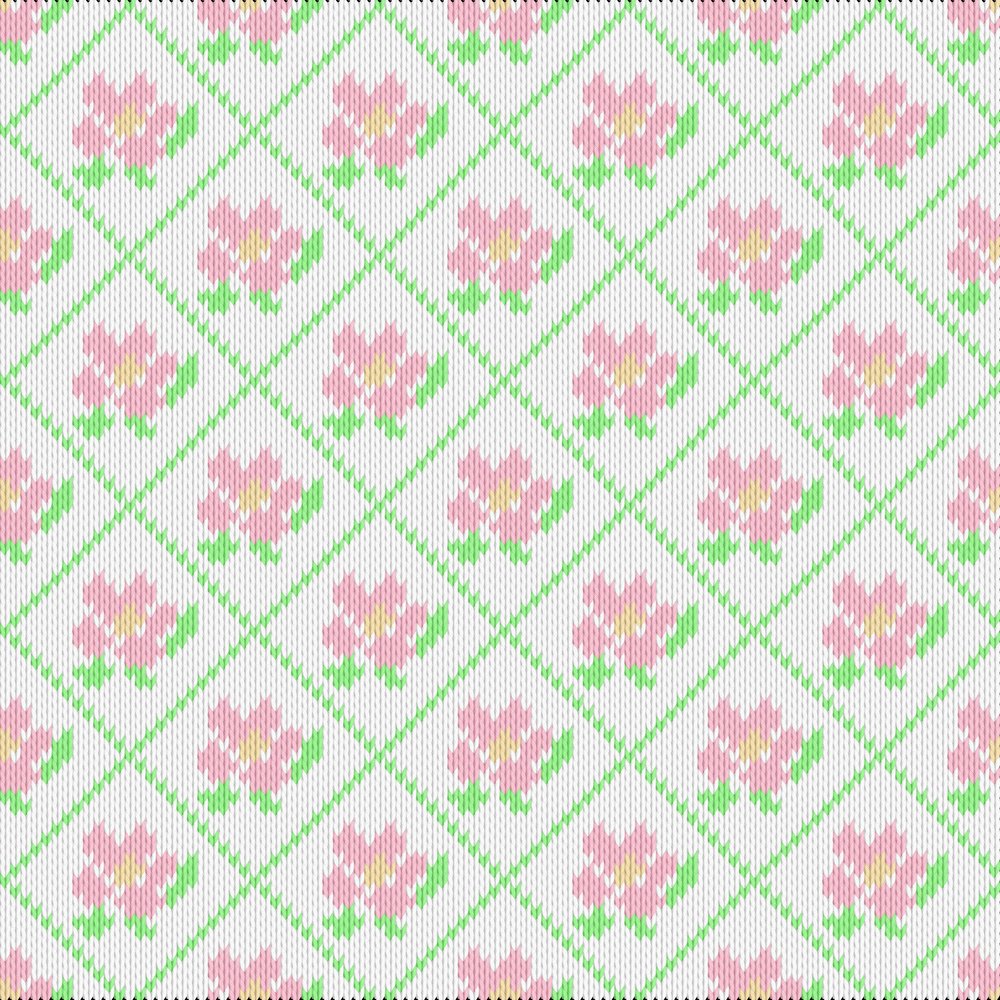 Knitting motif chart, flower motif pattern