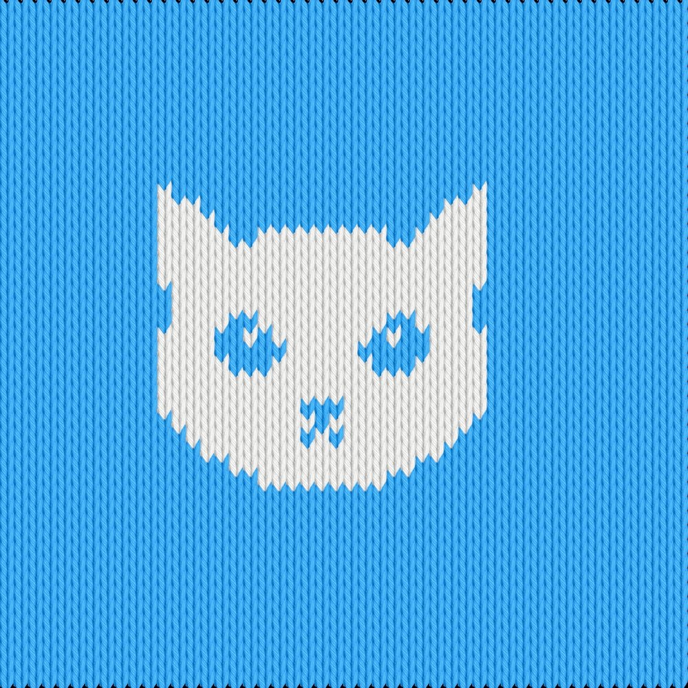 Knitting motif chart, cat face
