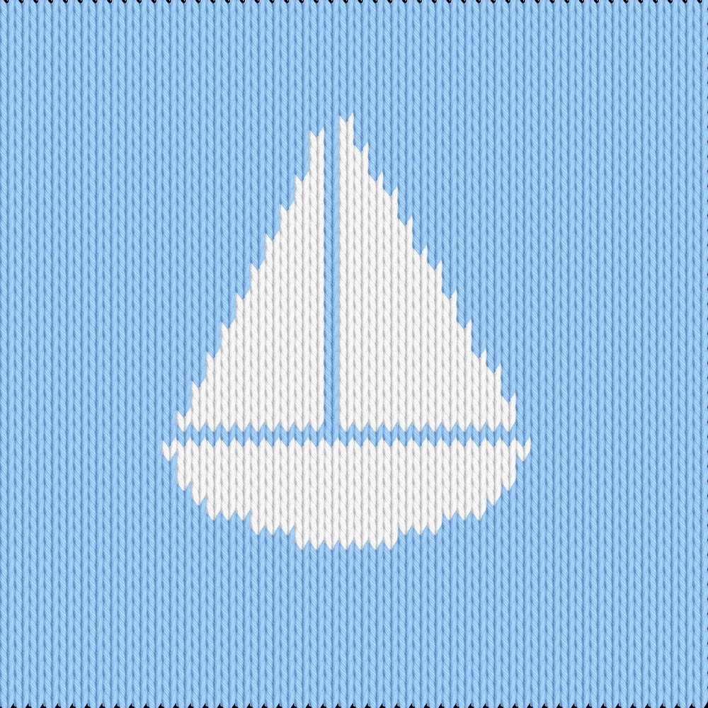 Knitting motif chart, small boat