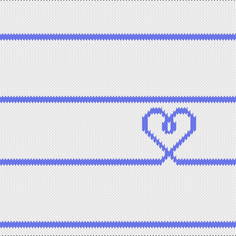 Knitting motif chart, heart and stripes