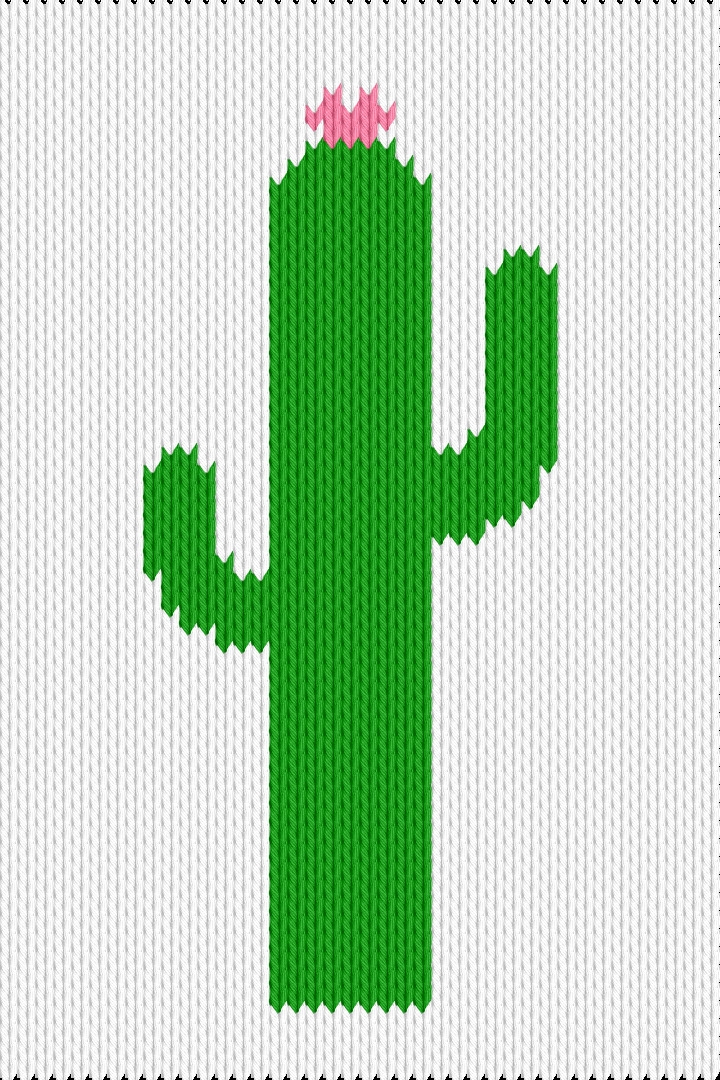 Knitting motif chart, cactus