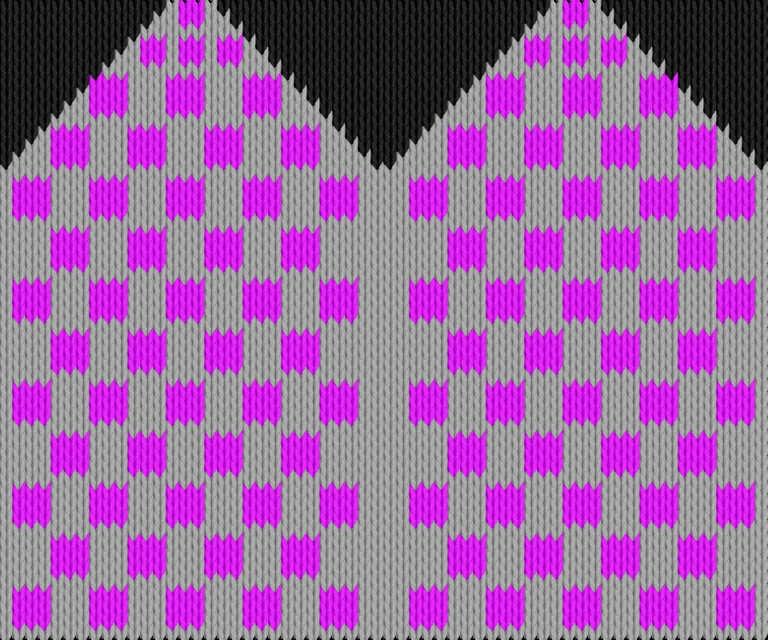 Knitting motif chart, Mittens with small squares