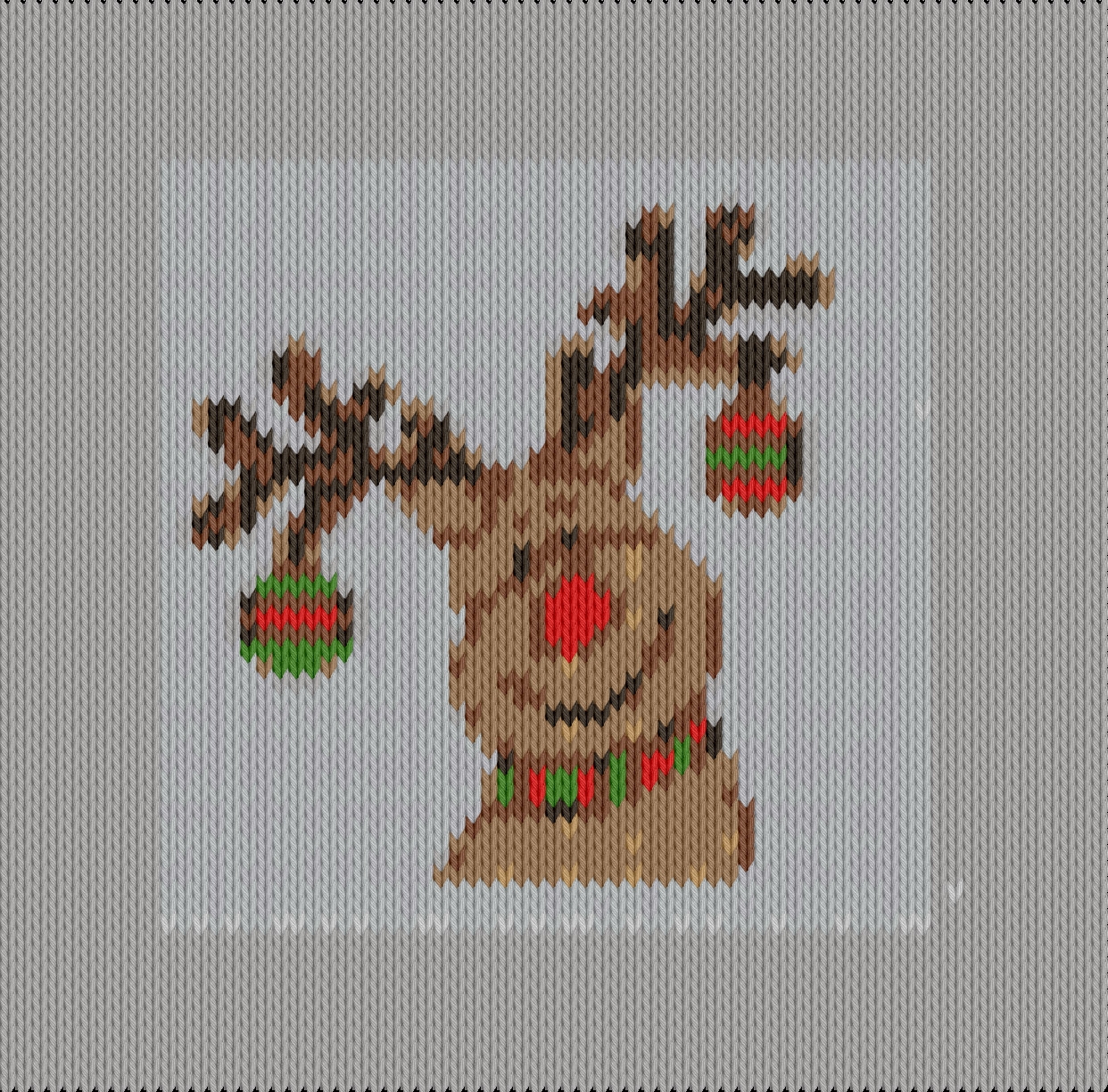 Knitting motif chart, Rudolf