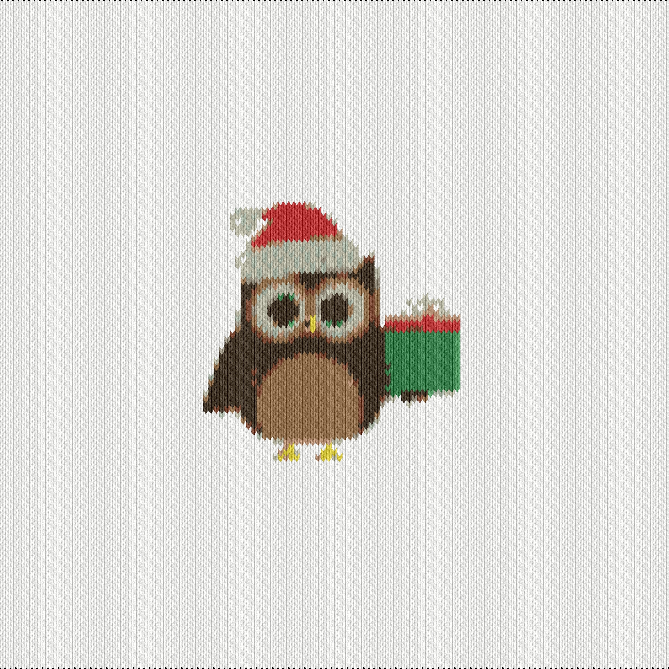 Knitting motif chart, Christmas Owl