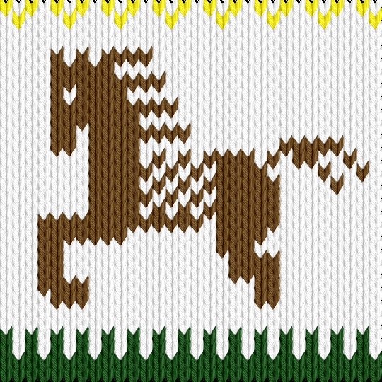 Knitting motif chart, Galloping horses