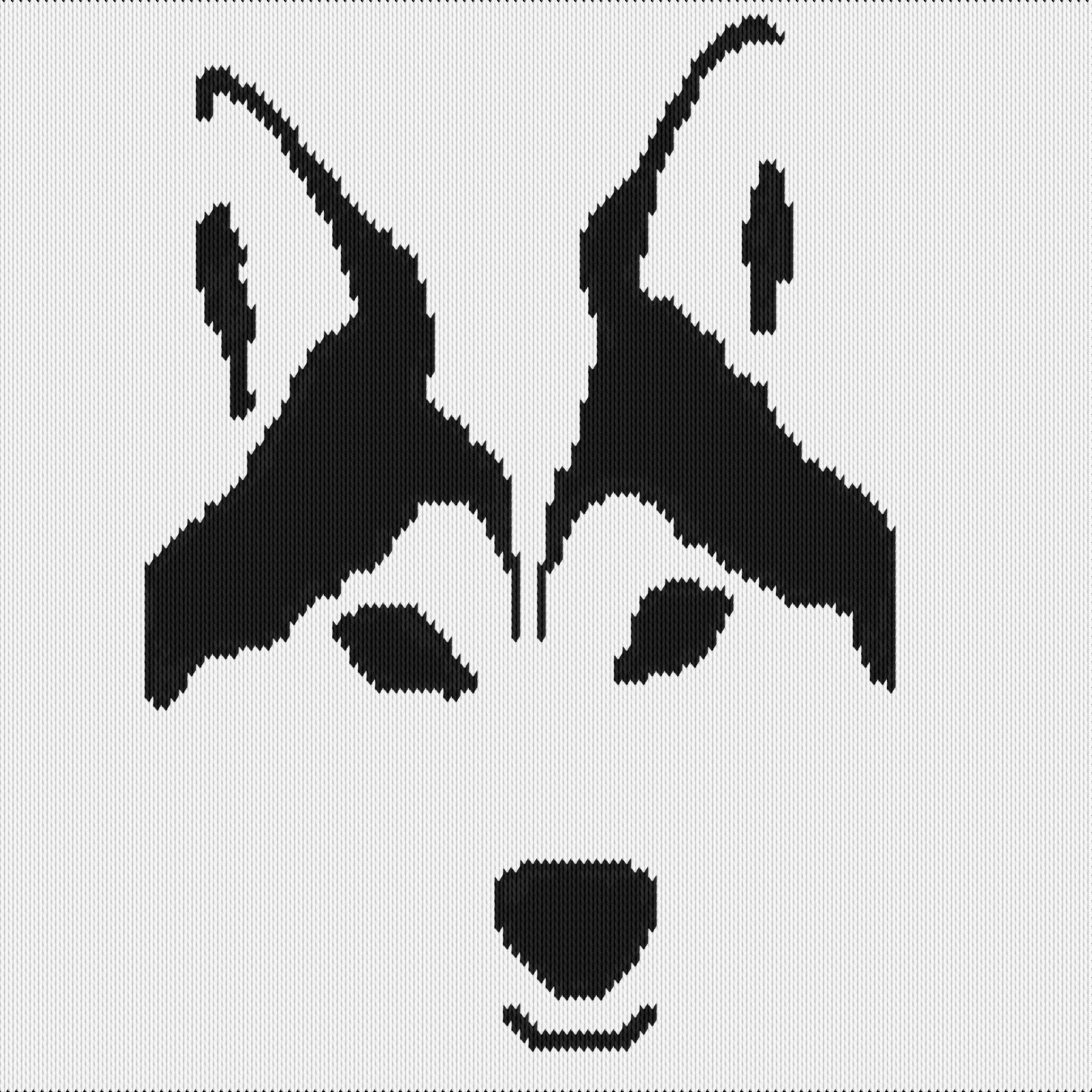 Knitting motif chart, Husky dog