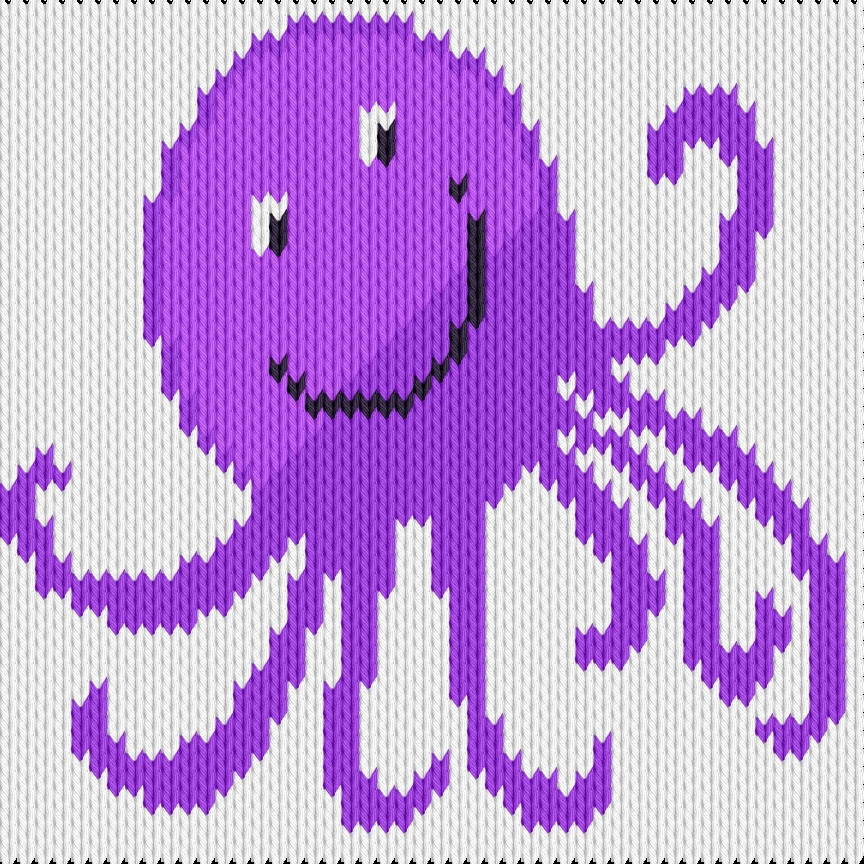 Knitting motif chart, Octopus