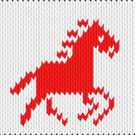 Knitting motif chart, Galloping horse