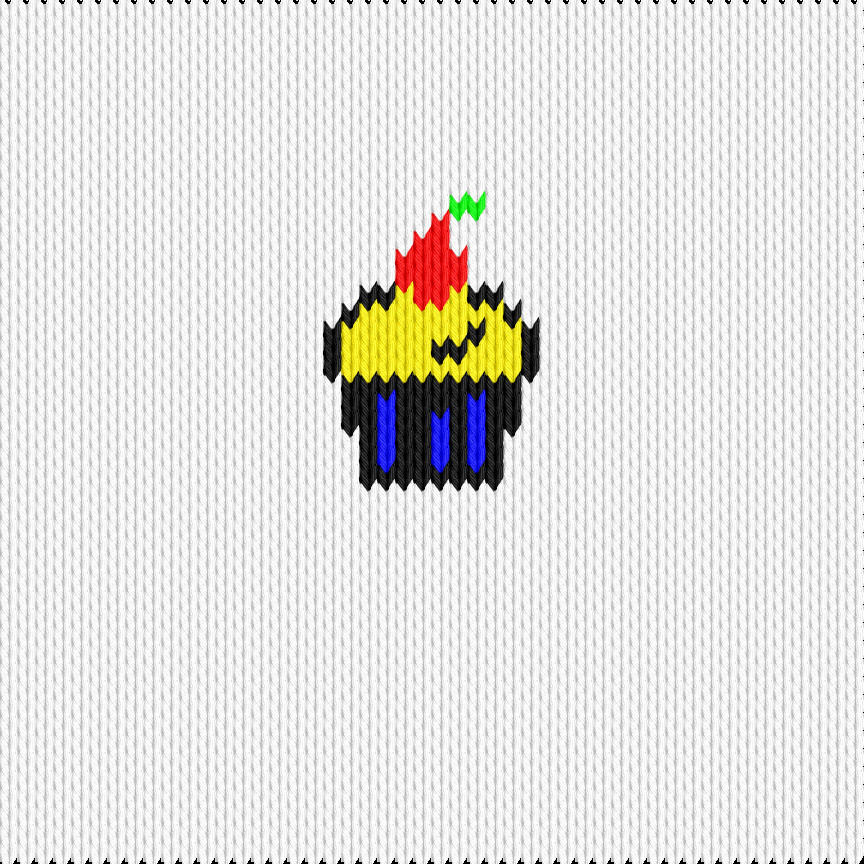 Knitting motif chart, cupcake