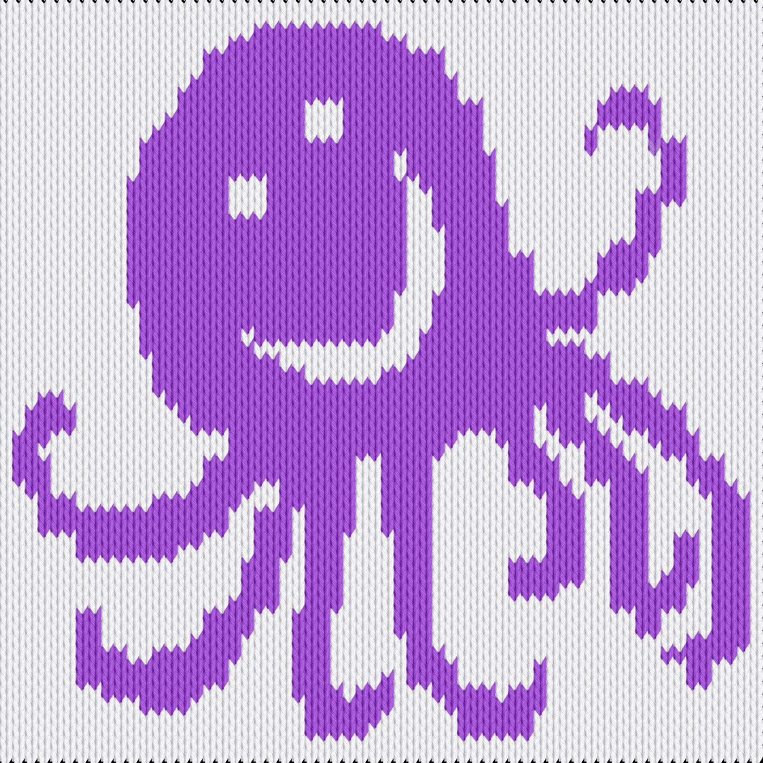 Knitting motif chart, Large Octopus