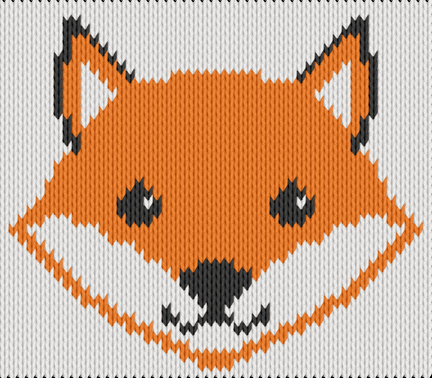 Knitting motif chart, Fox Face