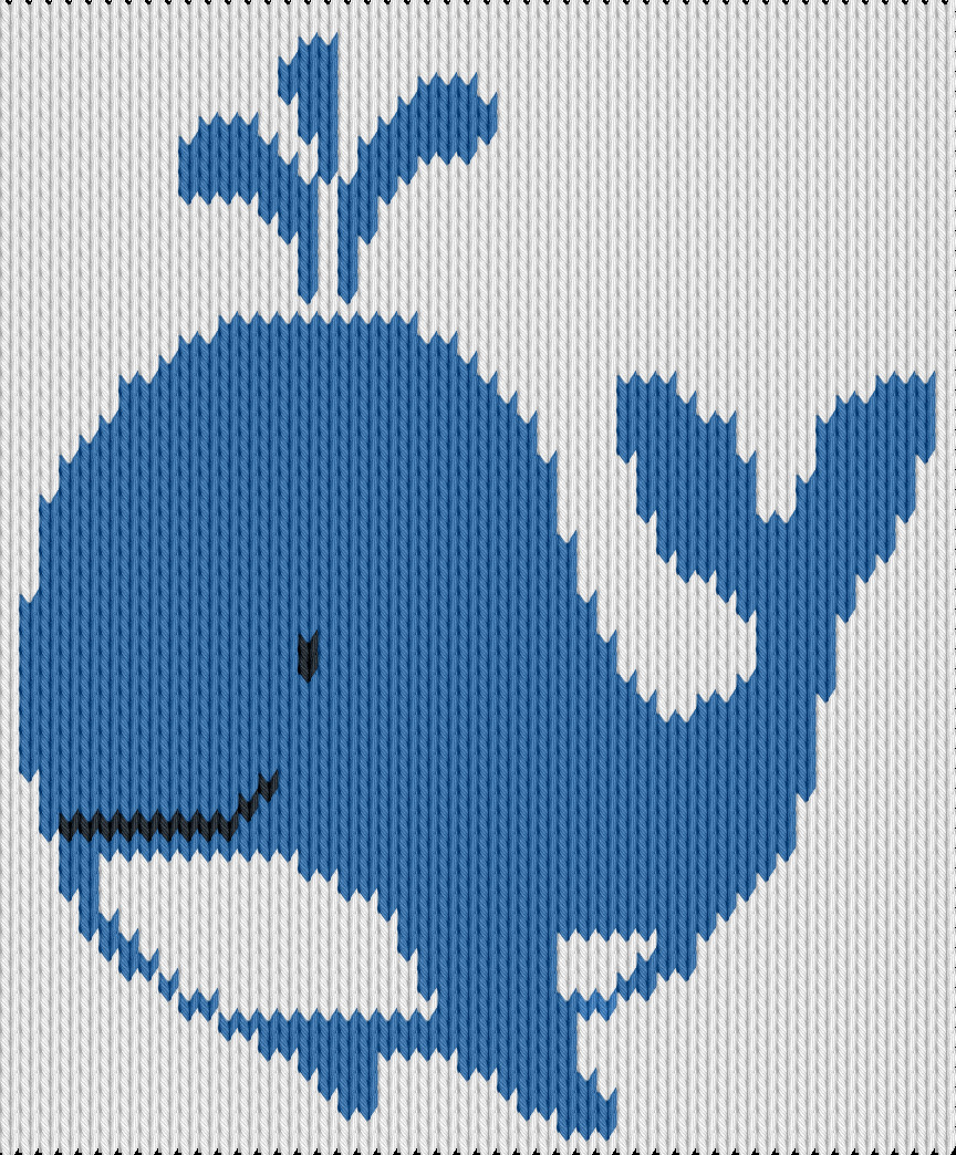 Knitting motif chart, Gentle Blue Whale