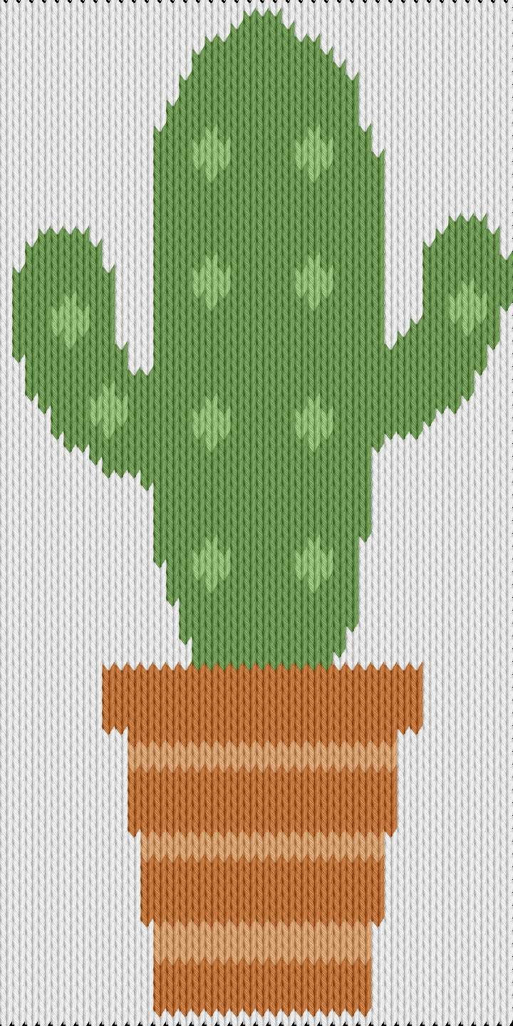 Knitting motif chart, Desert Bloom – Cactus Motif with Soft Petal Blades