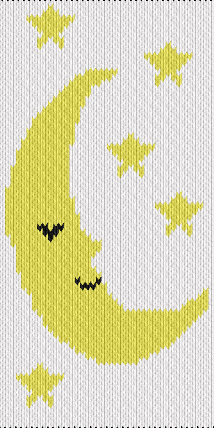 Knitting motif chart, Sleepy Moon and stars