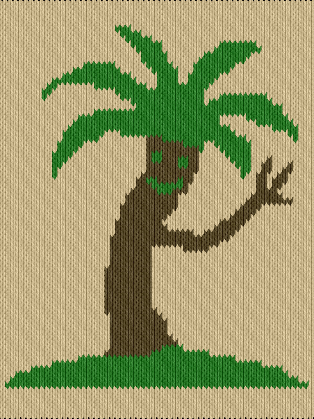 Knitting motif chart, Waving Palm tree