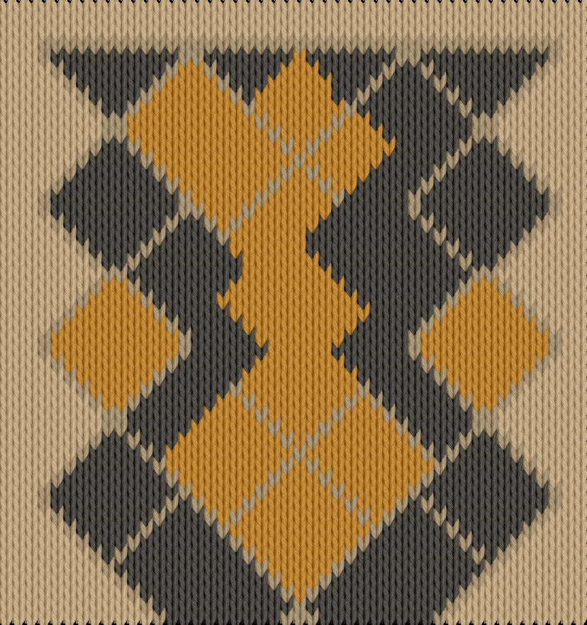 Knitting motif chart, Argyl Diamonds