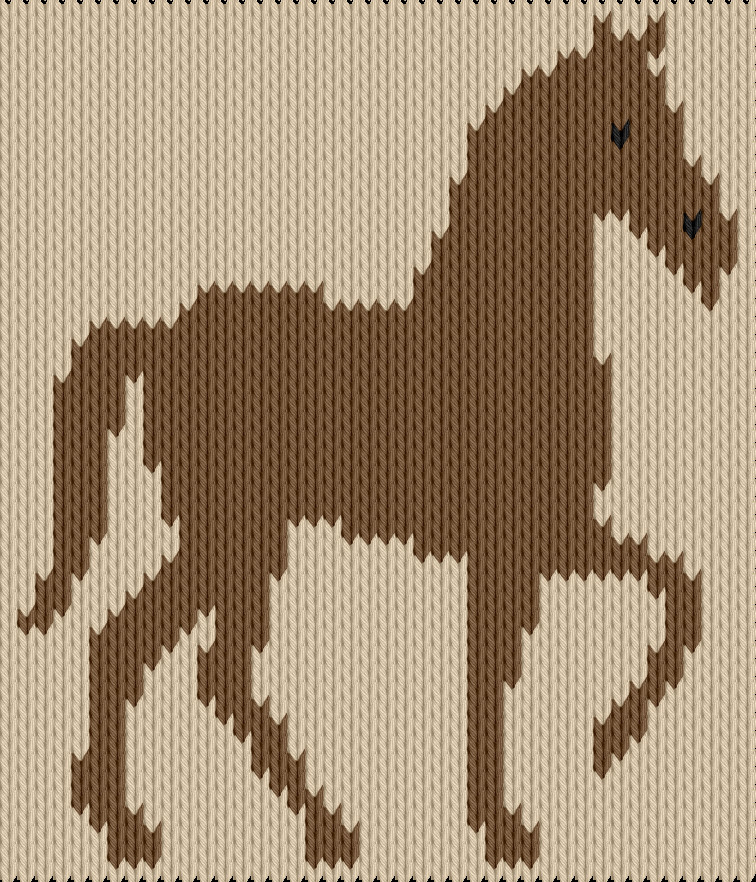 Knitting motif chart, Trotting Horse Motif