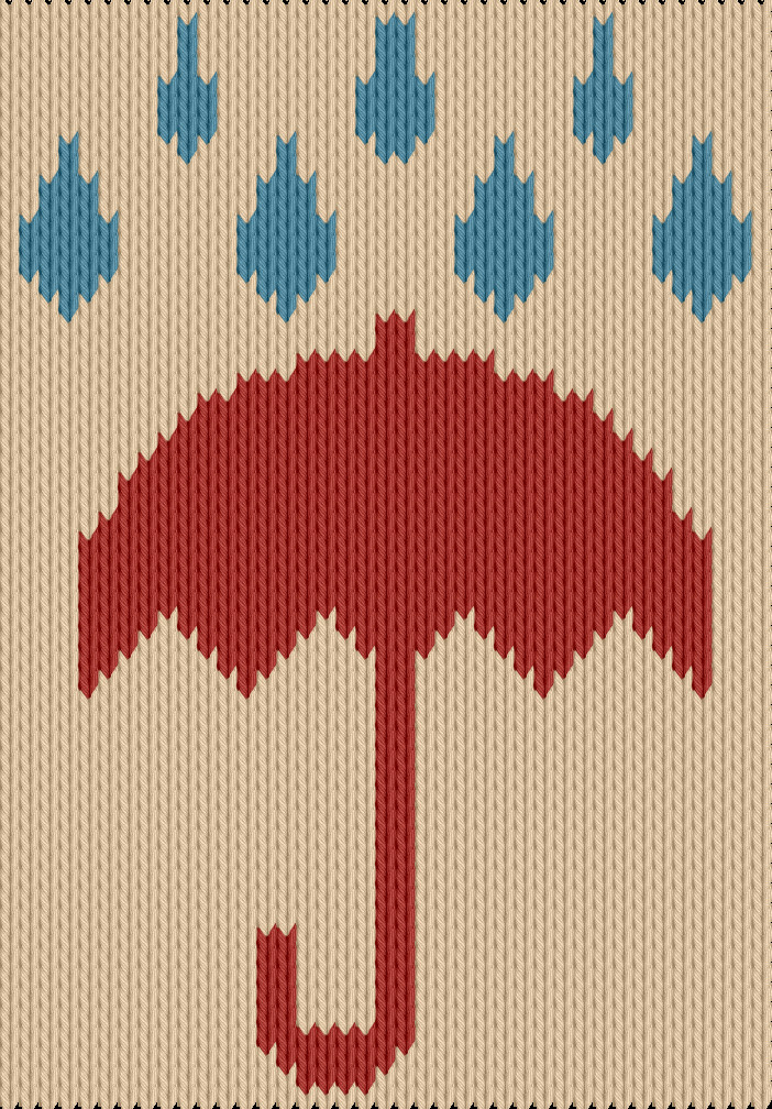 Knitting motif chart, Umbrella 