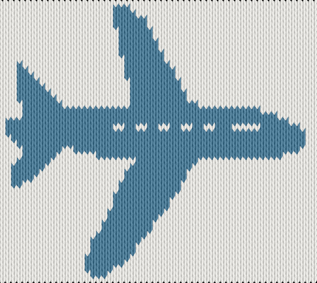 Knitting motif chart, Airplane motif 