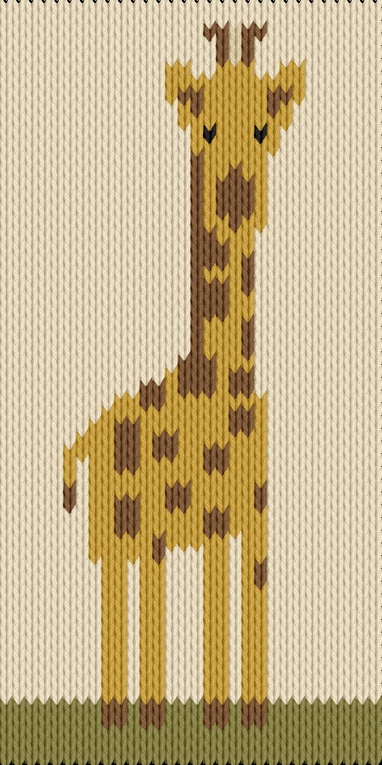 Knitting motif chart, Steering giraff