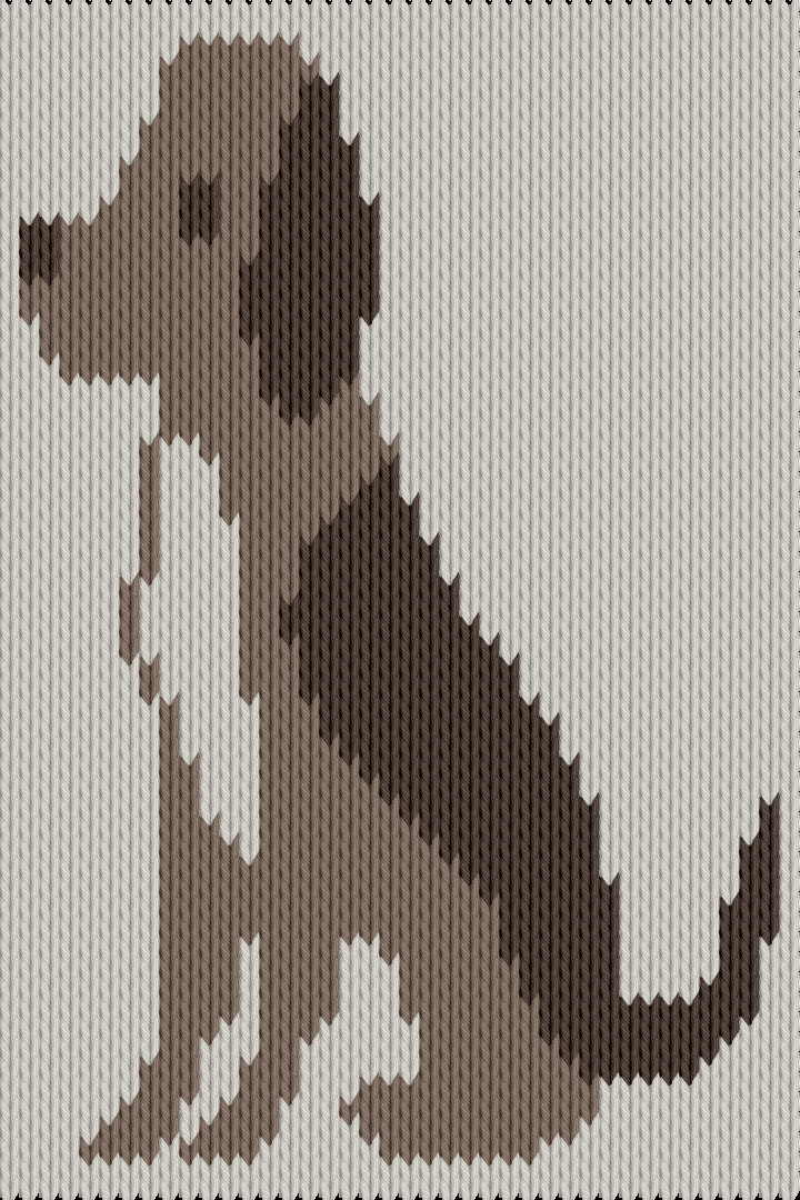 Knitting motif chart, Sitting Pup Motif