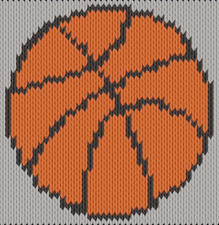 Knitting motif chart, basket boll