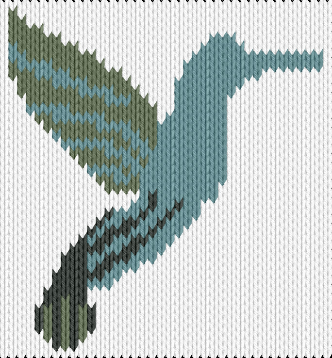 Knitting motif chart, Hummingbird in Flight Motif