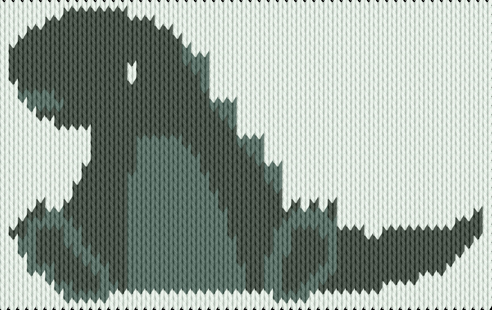 Knitting motif chart, Sitting dino